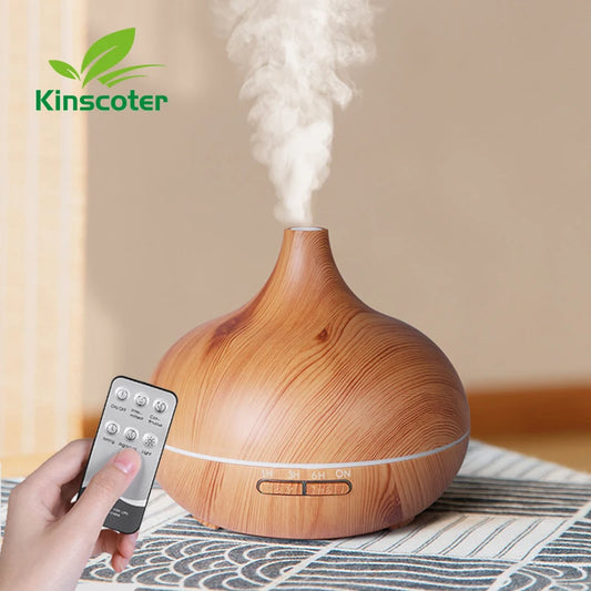 Wood Grain Essential Oil Diffuser with Remote Control