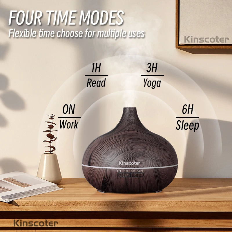 Wood Grain Essential Oil Diffuser with Remote Control