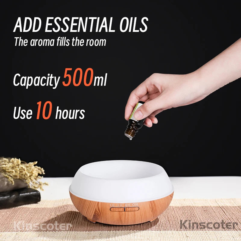 Wood Grain Essential Oil Diffuser with Remote Control